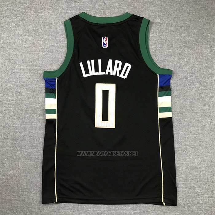 Camiseta Nino Milwaukee Bucks Damian Lillard NO 0 Statement 2018-19 Negro